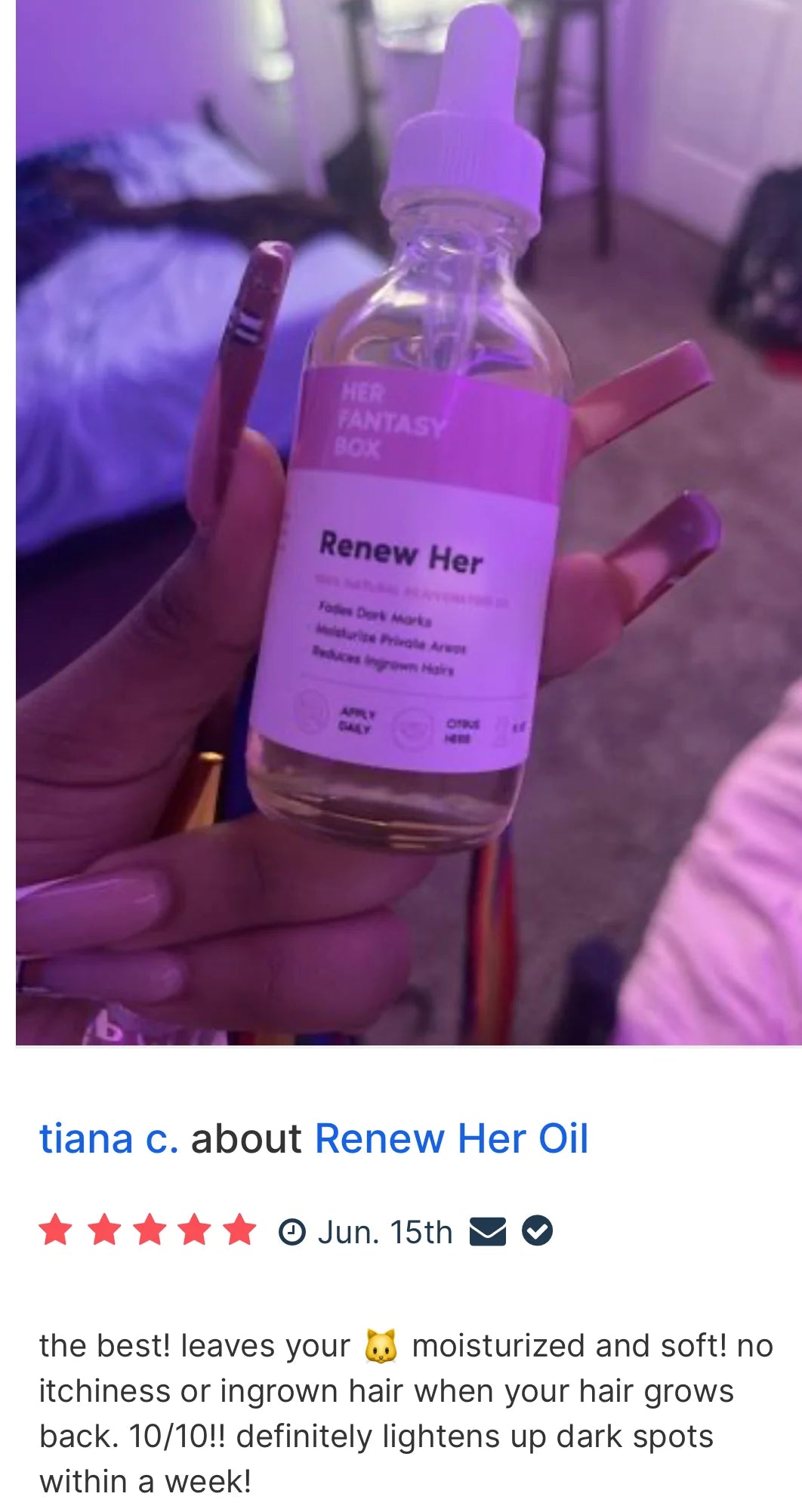 Her Fantasy Box Renew Her Yoni Oil - For Dryness, Ingrown Hair, Dark Marks & Scars