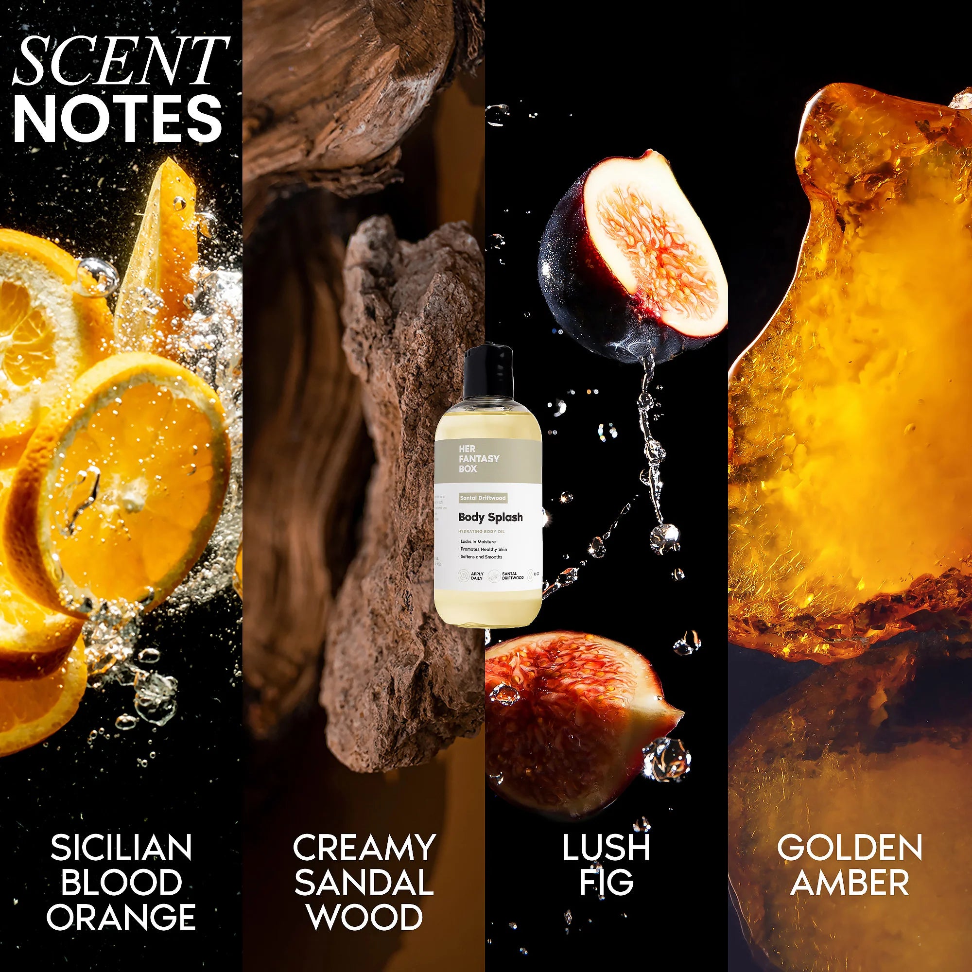 Body Splash - Skin Smoothing Body Oil (Santal Driftwood) LUXURY SCENT